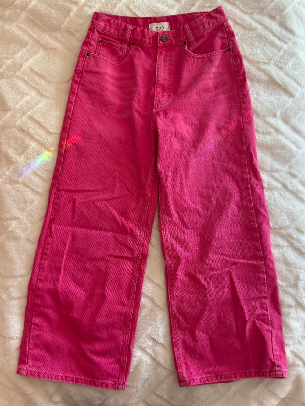 NW BDG High & Wide Pink Jeans Size 29 Wide Leg High Rise Y2K Statement Denim